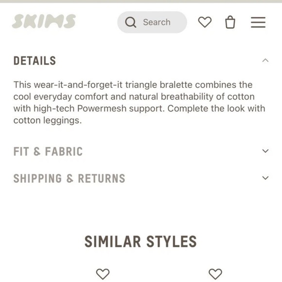 Skims By Kim K Cotton Plunge Bralette BR-PLG-0037 Bone Size 2X NWT Women’s Bra - Picture 15 of 16